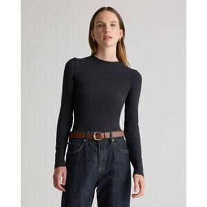 Stretch Cotton Jersey Fitted Long Sleeve T-Shirt